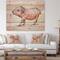 Designart - Happy Pig Portrait in Brush Painting - Farmhouse Animal Painting Print on Natural Pine Wood